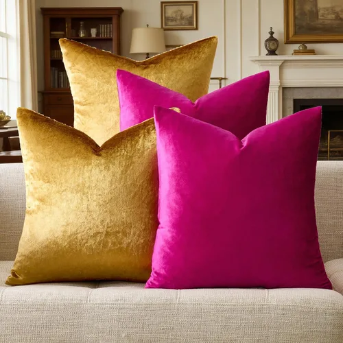 Vista 15 de GIGIZAZA Fundas de almohada decorativas de terciopelo color champán, fundas de almohada para sofá (18 x 18 pulgadas, 4 piezas, champán)