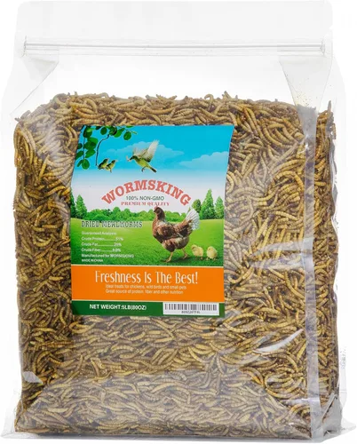 Vista 10 de WORMSKING Gusanos secos de harina de 2 libras para aves de corral, aves silvestres, sabrosa comida para pájaros
