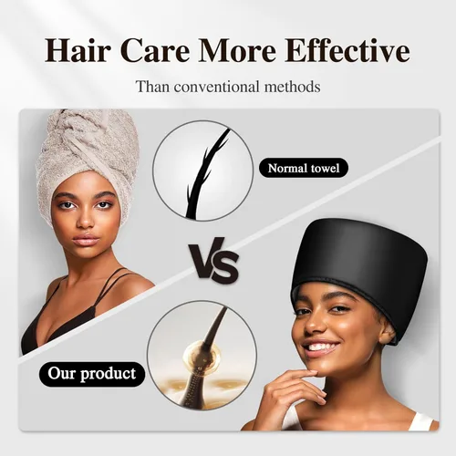 Vista 3 de Gorro térmico eléctrico térmico térmico para cabello afro negro natural, sombrero de tratamiento de spa caliente con control de temperatura