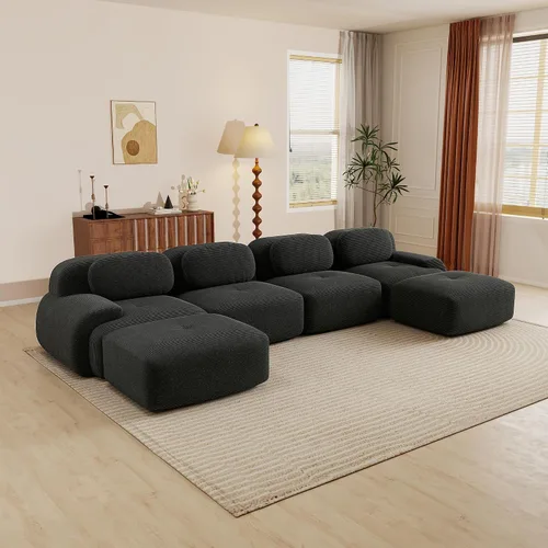 Vista 44 de Sofás seccionales modulares sin armazón de 80" para sala de estar, juego de sofá de asiento profundo comprimido de 2 plazas, no requiere montaje