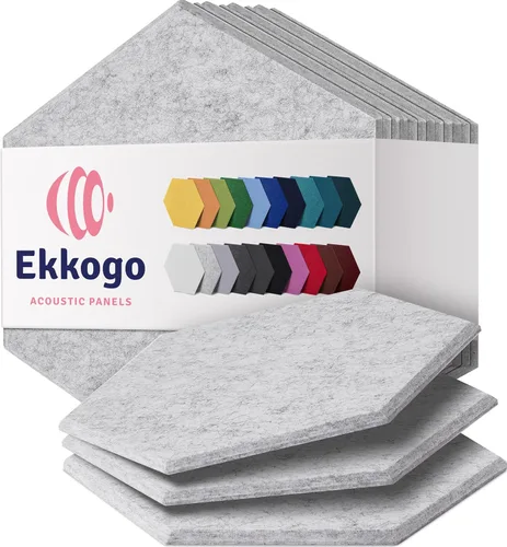 Vista 63 de Paneles acústicos de alta densidad para amortiguar sonidos, forma hexagonal, paquete de 12 unidades de 14" x 12.1" x 0.4", color turquesa océano