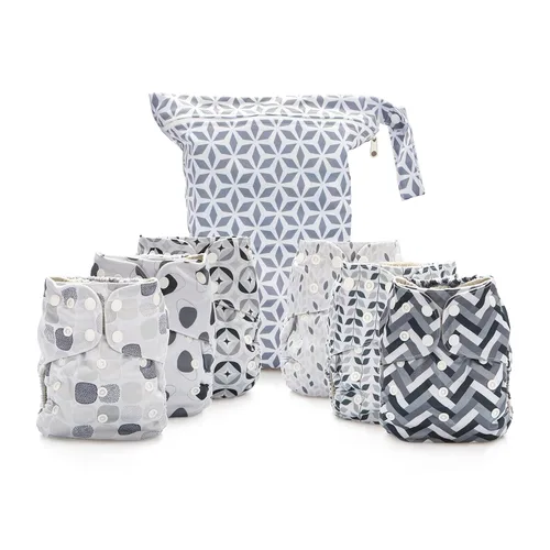 Vista 10 de Simple Being Pañales de tela reutilizables, doble refuerzo, talla única, lavables, suaves, absorbentes, impermeables, ecológicas, unisex, para bebé