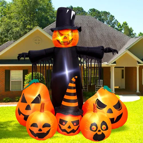 Vista 2 de Max Fun Decoraciones inflables de calabaza de Halloween de 7 pies con LED integrado, decoración de patio de Halloween, inflables para exteriores