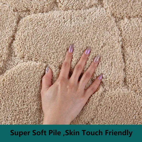 Vista 2 de M12 - Tapetes de baño de microfibra súper suaves con red de absorción de agua, antideslizantes, lavables a máquina