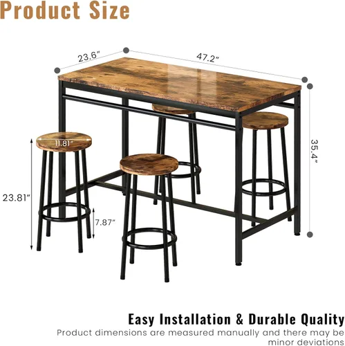 Vista 70 de DKLGG Juego de mesa de comedor para 4, mesa de cocina moderna y sillas para 4 tapas de madera y patas de metal ajustables, juego de mesa de comedor