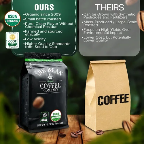 Vista 7 de The Bean Organic Coffee Company Suzi's Power Bean, tostado oscuro, café en grano entero, bolsa de 16 onzas