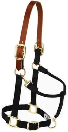 Vista 22 de Weaver Equine Breakaway Horse Halter, Supple Leather Crown, Adjustable Brass Throat Snap Halters for Horses, Equine Tack