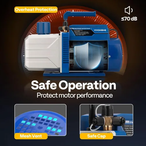 Vista 10 de VIVOHOME Bomba de vacío HVAC de 2 etapas HP 9.6 CFM para sistemas R134a R12 R22 R502 R410a, bomba de vacío automática de CA para mantenimiento