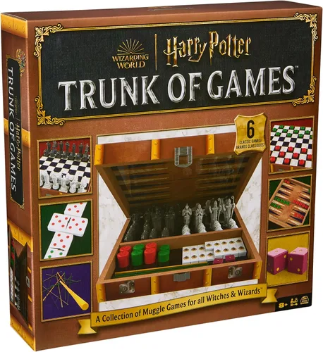 Vista 9 de Spin Master Games, El baúl de juegos del Mundo Mágico de Harry Potter de 6 en 1 con caja de almacenamiento de madera, para fanáticos
