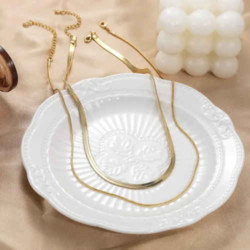 Vista 7 de CHESKY - Collar de serpiente de cadena de oro/plata chapado en 14K, collar de espiga, gargantillas de oro para mujeres, joyería para regalos Dorado