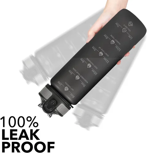 Vista 3 de Hyeta Botellas de agua de 32 onzas con popote, mantente motivado e hidratado con marcas de tiempos convenientes para beber, duraderas, a prueba