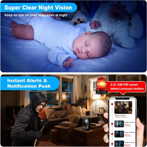 Vista 6 de Cámara de seguridad panorámica/inclinable 2K, cámaras de interior WiFi para seguridad del hogar con detección de movimiento AI, cámara