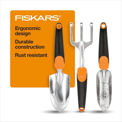 Vista 9 de Fiskars Ergo - Paleta de jardín para excavar y plantar, herramienta de mano de jardinería resistente con agujero para colgar