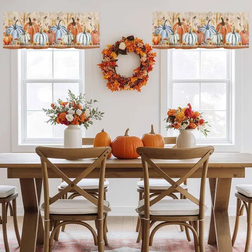 Vista 6 de Cortina de cenefas de otoño, cortinas de cocina de Acción de Gracias, cenefa de ventana, decoración de ventana para sala de estar, dormitorio, 1