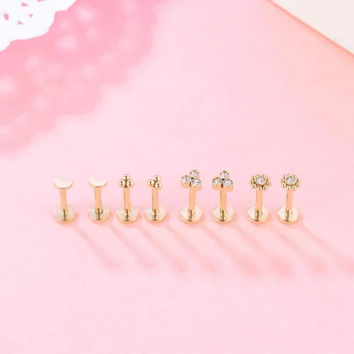 Vista 4 de Gnoliew Piercing de nariz de acero inoxidable 316L Labret Monroe de 16G para cartílago, hélix, tragus, concha, daith, nariz, joyería, Acero