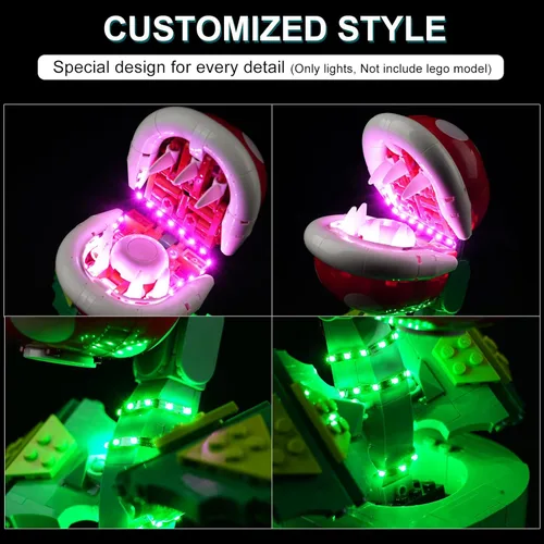 Vista 4 de cooldac Kit de luz para planta Lego Super Mario Piranha, iluminación LED compatible con Lego 71426 Piranha Plant