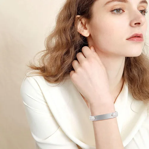 Vista 5 de XUANPAI Pulseras personalizadas hechas a mano con placa de identificación de cuerda trenzada para mujeres y hombres