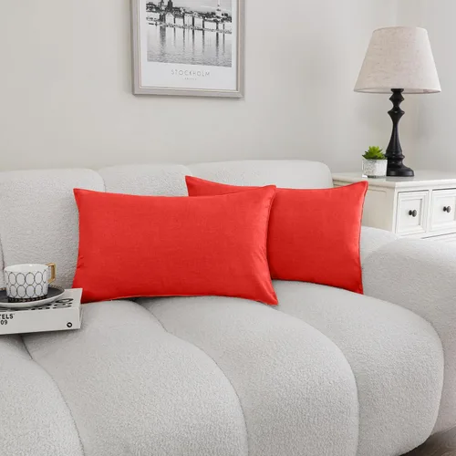 Vista 27 de NiNi ALL Juego de 2 fundas de almohada impermeables para exteriores, decorativas, casa de campo, jardín, fundas de cojín sólidas para patio, tienda