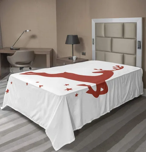 Vista 64 de Ambesonne Sábana encimera floral, patrón rítmico de ramas de bayas de Navidad, suave y cómoda, ropa de cama decorativa de 1 pieza, tamaño Verde