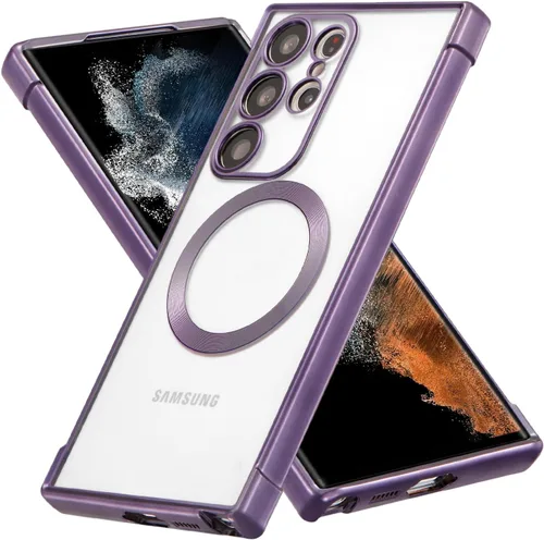 Vista 7 de RALEAVO Funda magnética para Samsung Galaxy S21 Ultra Clear [compatible con Magsafe y protección contra caídas de grado militar], transparente, a