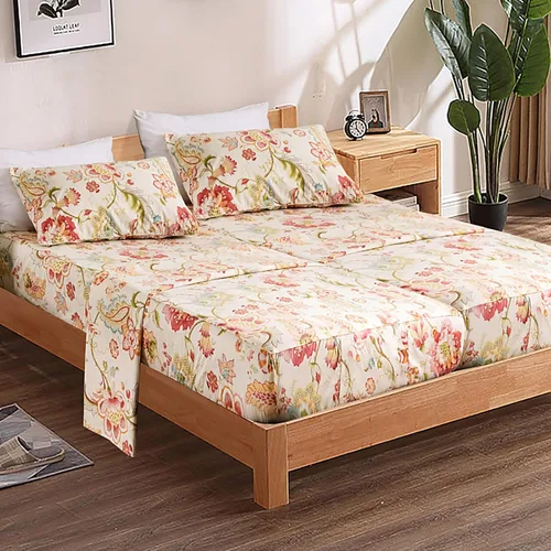 Vista 15 de QSH Juego de sábanas de tamaño individual 100% algodón egipcio, estampado de flores verdes con pájaros, mariposas y botánicas, lujo impreso, ropa