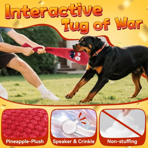 Vista 4 de KIPRITII Paquete de 12 juguetes masticables grandes para perros para masticadores agresivos, incluye hueso masticable resistente, juguetes