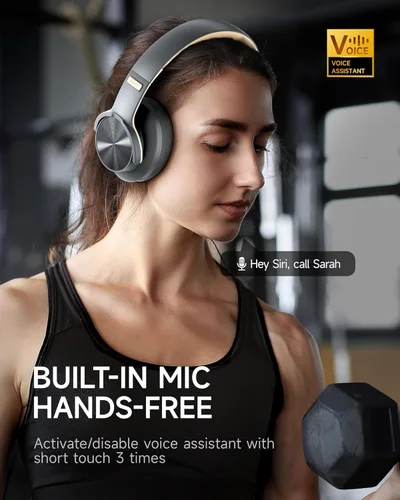 Vista 2 de Picun Auriculares Bluetooth B8, auriculares inalámbricos Bluetooth de 120 horas con 3 modos de ecualización, baja latencia, llamadas manos libres