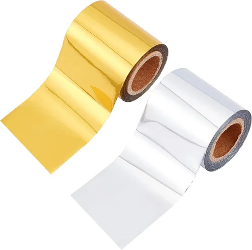 Vista 7 de SUPERFINDINGS 3 rollos de papel de estampado en caliente de 295.3 ft/295 pies, 3 tamaños, rollo de papel metálico dorado de transferencia de calor