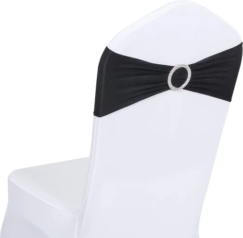 Vista 21 de Obstal 50 cintas elásticas de elastano para sillas de recepción de boda, bandas elásticas universales para sillas con hebilla deslizante