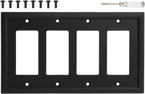 Vista 14 de Placa de pared, cubiertas de toma de corriente dúplex, cubierta de interruptor de luz negro mate - Placa de cubierta de toma de corriente eléctrica