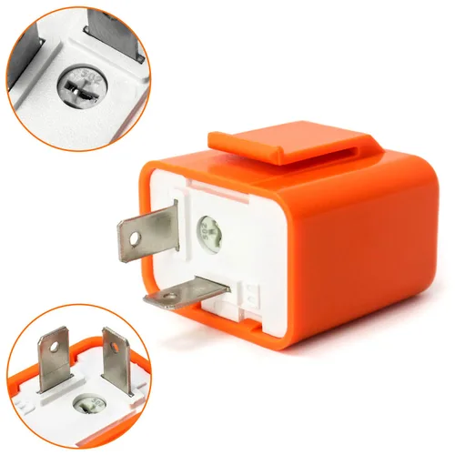 Vista 2 de QWORK Relé de intermitente electrónico de 2 pines para motocicleta, señal de giro hiperflash, señal de giro LED ajustable para motocicleta