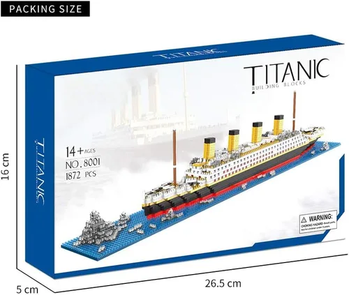 Vista 5 de KLMEi Titanic Architecture Set Micro Building Blocks Model Kit para adultos, edad de 14+ 1872 piezas