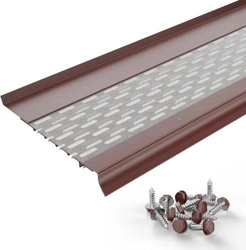 Vista 11 de Micromesh 5 pulgadas de protectores de canaleta con protección contra hojas, paquete de muestra de 1 pie, blanco, malla de acero inoxidable