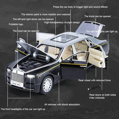 Vista 7 de Coche de juguete coleccionable Rolls-Royce Phantom de aleación, escala 132, modelo de auto fundido a presión, vehículos de juguete fantasma
