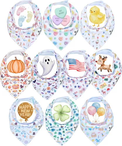 Vista 20 de Diaper Squad 10-Pack Organic Cotton Baby Bibs for Baby Boy, Girl