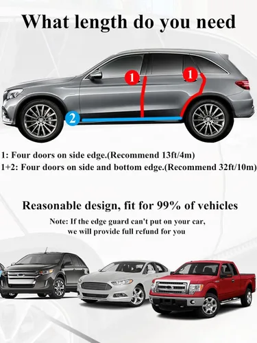Vista 6 de SYOAUTO - Protector de borde color negro para puerta de automóvil, de 65 pies/20 metros, en forma de U, chapa de metal integrada, no necesita