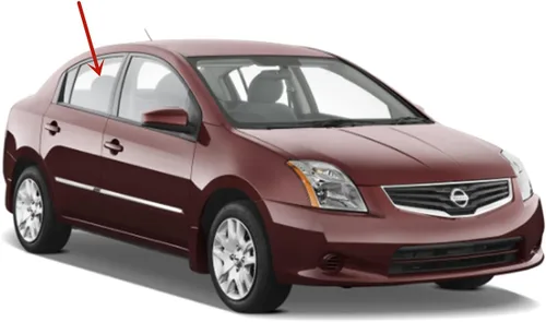 Vista 2 de Vidrio de la puerta trasera del lado derecho del pasajero compatible con Nissan Sentra 4 puertas Sedan modelos 2007-2012