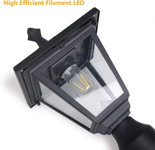 Vista 5 de ST4330Q-A - Luces solares para postes de aluminio fundido a presión para exteriores, luz de poste de luz LED impermeable con vidrio real para patio