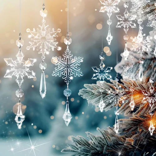 Boao 15 adornos transparentes de copo de nieve de cristal para decoración de copos de nieve acrílicos de invierno, país de las maravillas para