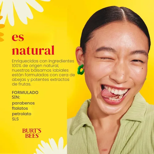 Vista 4 de Burt's Bees - Bálsamo labial hidratante 100% natural, de cera de abejas original con vitamina E y aceite de menta - 4 tubos