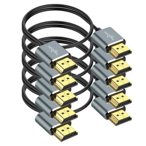 Vista 11 de Twozoh Cable HDMI a HDMI ultrafino de 1 pie, cable HDMI 2.0 hiperdelgado, cable HDMI extremadamente flexible compatible con 3D/4K @60Hz, 2160P, 1080P