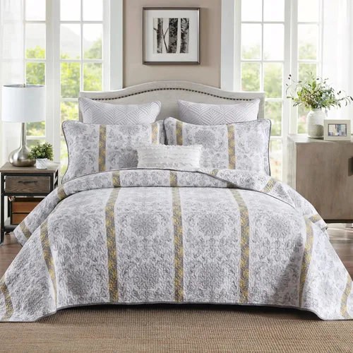Vista 31 de Juego de ropa de cama con colcha Homzard tamaño individual - Juego de edredón 100% algodón, colcha de cama gris y azul para la cama, ropa de cama
