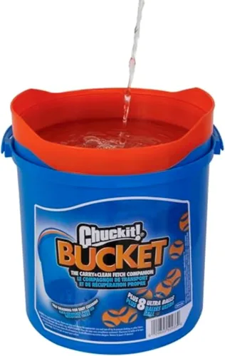 Vista 4 de Chuckit! Juguetes de pelota ultra para perros con cubo de limpieza Chuckit!, juguetes de búsqueda rebotantes para mascotas para perros de 20-60