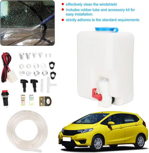 Vista 5 de Depósito universal para lavaparabrisas, bomba de líquido universal para limpiaparabrisas de automóvil, kit de botella de depósito de líquido
