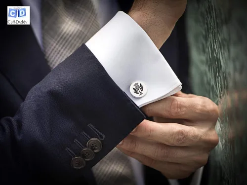 Vista 6 de Cuff-Daddy Gemelos masónicos de cristal dorado para hombre con caja de presentación, gemelos franceses de diseño único, accesorios para camisa