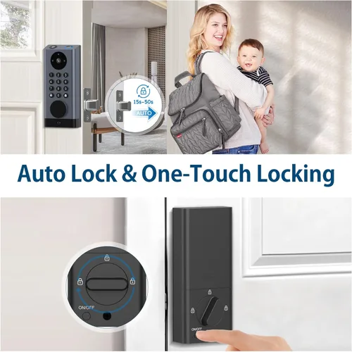 Vista 7 de Cerradura de puerta inteligente con cerrojo de cámara con timbre de video Detección de movimiento PIR Cerradura de puerta delantera con código