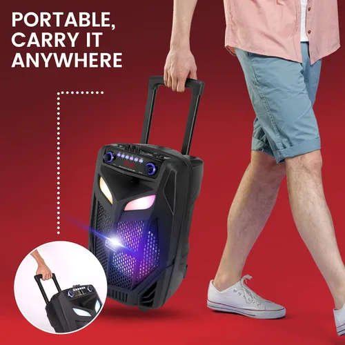 Vista 6 de Pyle - Sistema de bocina portátil Bluetooth de 800W con subwoofer de 12" de gran volumen, micrófono inalámbrico, bocina PA inalámbrica que incluye