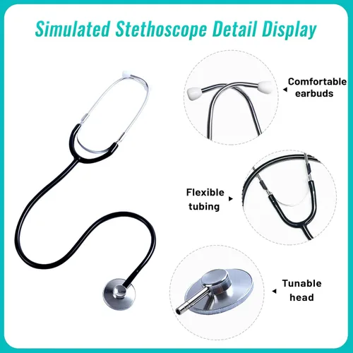 Vista 3 de Disfraz de médico para niños con estetoscopio realista para el día de la carrera y Halloween para niñas