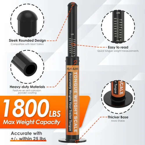 Vista 2 de YOMILINK Báscula de peso de lengua, capacidad mejorada de 1800 libras, para remolques de RV, barco, remolques de viaje, color negro