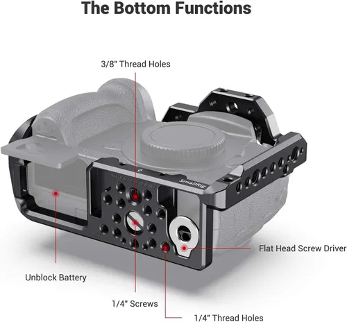 Vista 6 de SMALLRIG Jaula GH5 GH5S para cámara Panasonic Lumix y DMW-XLR1 (versión mejorada) - 2049, jaula de cámara de estabilización de video, accesorios